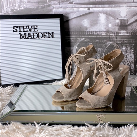 Steve Madden Shoes - STEVE MADDEN Tan Suede Block Heel Size 7.5
